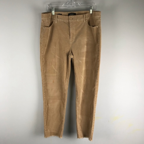 Talbots Pants - Talbots slim ankle corduroy pants raw hem tan